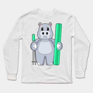 Hippo Skier Ski Winter sports Long Sleeve T-Shirt